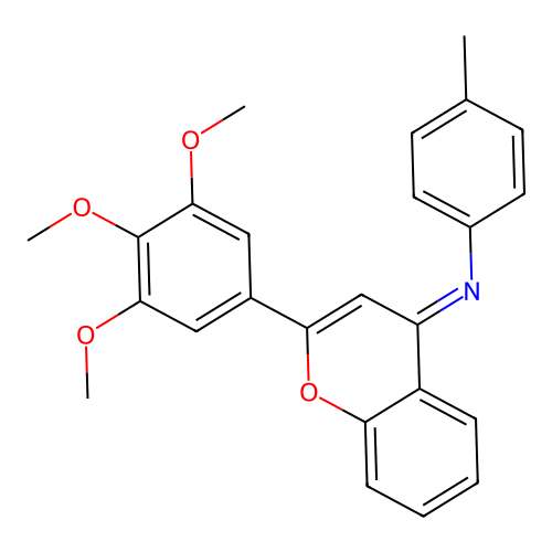 (E)-4-methyl-N-(2-(3,4,5-trimethoxyphenyl)-4H-chromen-4-ylidene)aniline structure