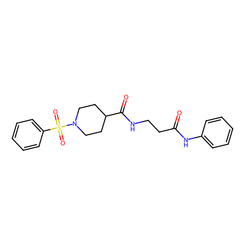 N-(3-oxo-3-(phenylamino)propyl)-1-(phenylsulfonyl)piperidine-4-carboxamide structure