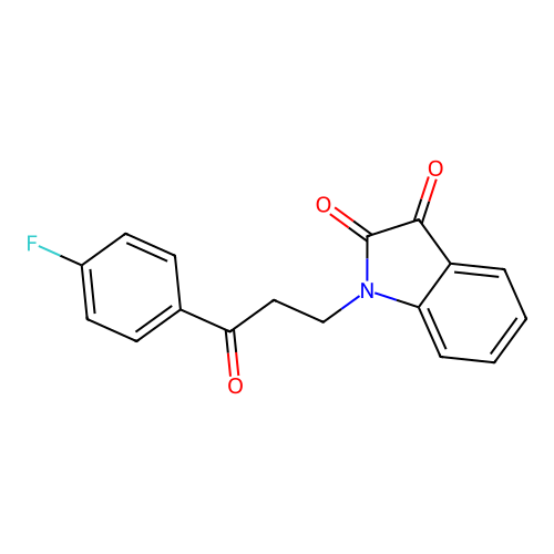 1-[3-(4-fluorophenyl)-3-oxopropyl]-1H-indole-2,3-dione structure