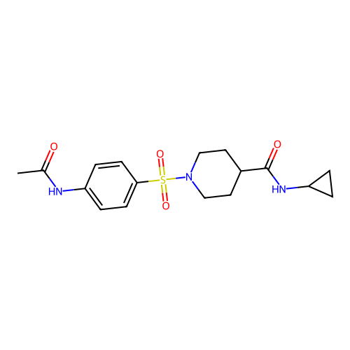 1-{[4-(acetylamino)phenyl]sulfonyl}-N-cyclopropylpiperidine-4-carboxamide structure