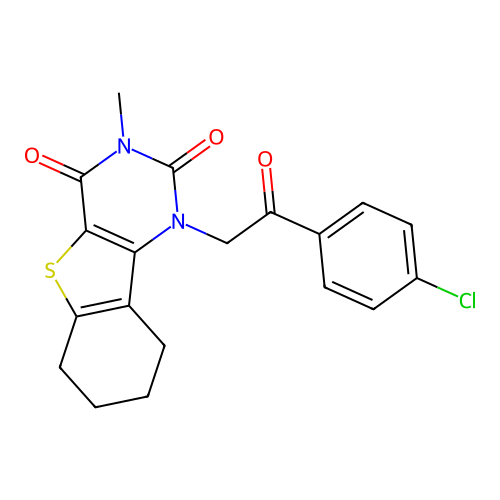 1-(2-(4-chlorophenyl)-2-oxoethyl)-3-methyl-6,7,8,9-tetrahydrobenzo[4,5]thieno[3,2-d]pyrimidine-2,4(1H,3H)-dione structure