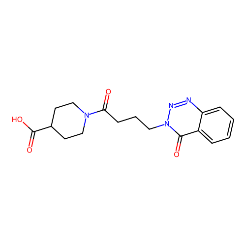 1-[4-(4-oxo-1,2,3-benzotriazin-3(4H)-yl)butanoyl]piperidine-4-carboxylic acid structure