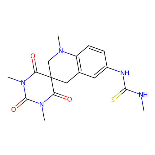 1-methyl-3-(1,1',3-trimethyl-2,4,6-trioxo-1,1',3,4,4',6-hexahydro-2H,2'H-spiro[pyrimidine-5,3'-quinolin]-6'-yl)thiourea structure