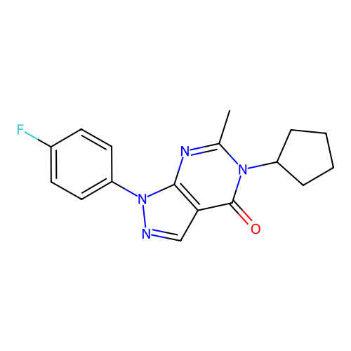 5-cyclopentyl-1-(4-fluorophenyl)-6-methyl-1H-pyrazolo[3,4-d]pyrimidin-4(5H)-one structure