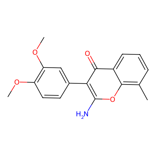 2-amino-3-(3,4-dimethoxyphenyl)-8-methyl-4H-chromen-4-one structure