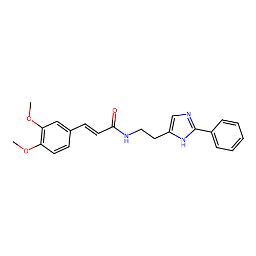 (2E)-3-(3,4-dimethoxyphenyl)-N-[2-(2-phenyl-1H-imidazol-5-yl)ethyl]prop-2-enamide structure