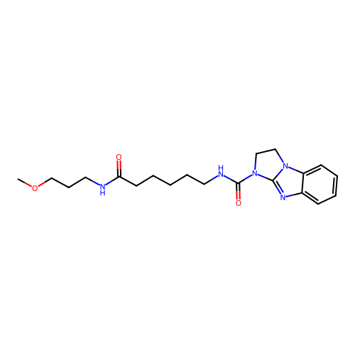 N-(6-((3-methoxypropyl)amino)-6-oxohexyl)-2,3-dihydro-1H-benzo[d]imidazo[1,2-a]imidazole-1-carboxamide structure