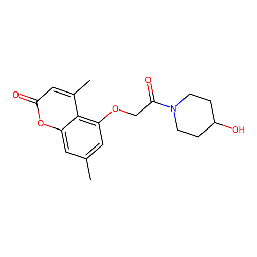 5-[2-(4-Hydroxypiperidin-1-yl)-2-oxoethoxy]-4,7-dimethylchromen-2-one structure