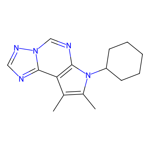 7-cyclohexyl-8,9-dimethyl-7H-pyrrolo[3,2-e][1,2,4]triazolo[1,5-c]pyrimidine structure