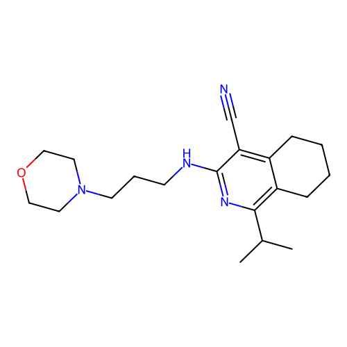 3-(3-morpholin-4-ylpropylamino)-1-propan-2-yl-5,6,7,8-tetrahydroisoquinoline-4-carbonitrile structure