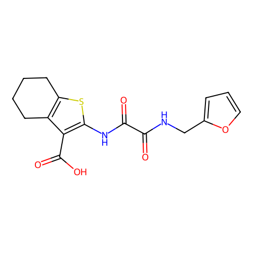 2-[(2-furylmethylcarbamoylformyl)amino]-4,5,6,7-tetrahydrobenzothiophene-3-carboxylic Acid structure