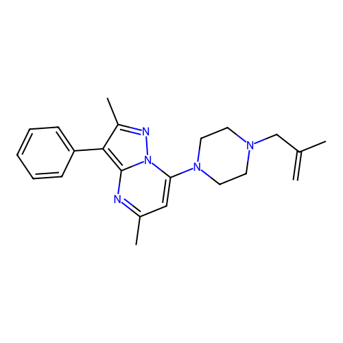 1-{2,5-dimethyl-3-phenylpyrazolo[1,5-a]pyrimidin-7-yl}-4-(2-methylprop-2-en-1-yl)piperazine structure