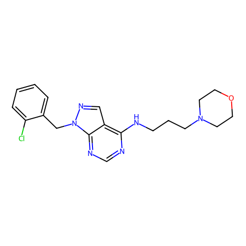 1-(2-chlorobenzyl)-N-[3-(morpholin-4-yl)propyl]-1H-pyrazolo[3,4-d]pyrimidin-4-amine structure