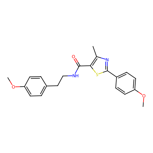 2-(4-methoxyphenyl)-N-[2-(4-methoxyphenyl)ethyl]-4-methyl-1,3-thiazole-5-carboxamide structure
