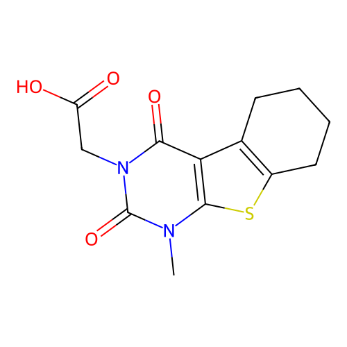 2-(1-methyl-2,4-dioxo-1,2,5,6,7,8-hexahydrobenzo[4,5]thieno[2,3-d]pyrimidin-3(4H)-yl)acetic acid structure
