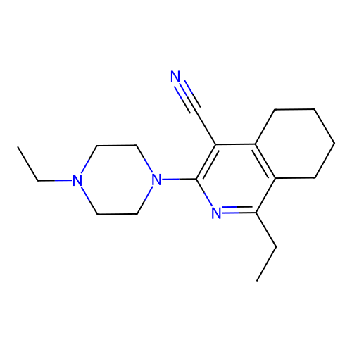 1-Ethyl-3-(4-ethylpiperazin-1-yl)-5,6,7,8-tetrahydroisoquinoline-4-carbonitrile structure