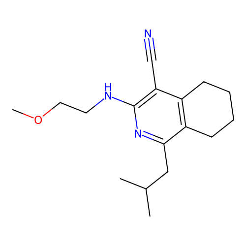3-(2-methoxyethylamino)-1-(2-methylpropyl)-5,6,7,8-tetrahydroisoquinoline-4-carbonitrile structure