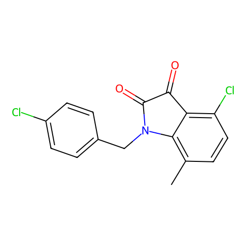 4-chloro-1-(4-chlorobenzyl)-7-methyl-1H-indole-2,3-dione structure