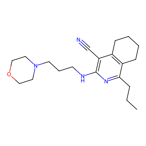 3-(3-morpholin-4-ylpropylamino)-1-propyl-5,6,7,8-tetrahydroisoquinoline-4-carbonitrile structure