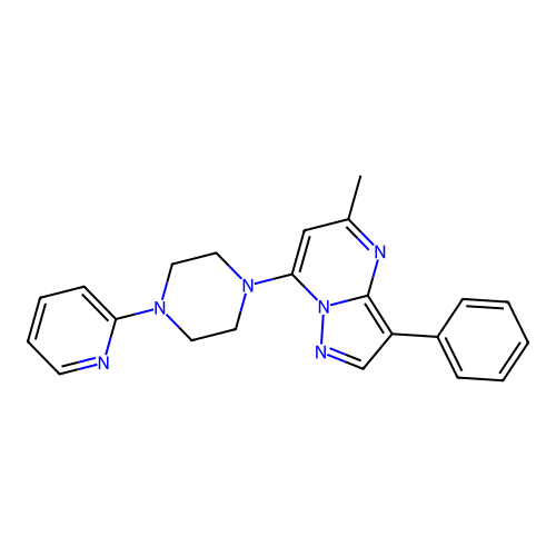 1-{5-Methyl-3-phenylpyrazolo[1,5-a]pyrimidin-7-yl}-4-(pyridin-2-yl)piperazine structure