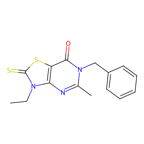 6-benzyl-3-ethyl-5-methyl-2-thioxo-2,3-dihydrothiazolo[4,5-d]pyrimidin-7(6H)-one structure