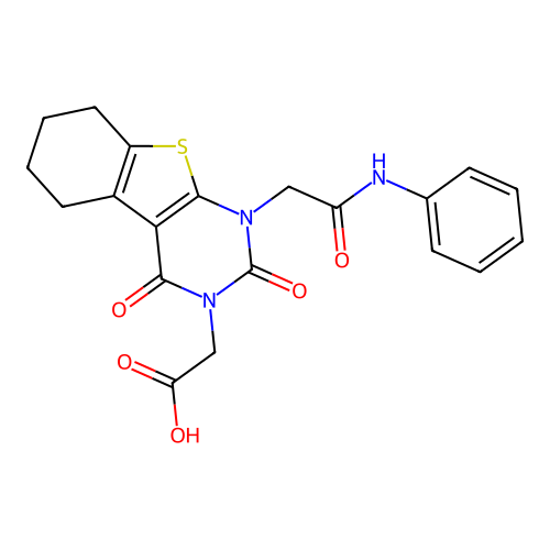 2-(2,4-dioxo-1-(2-oxo-2-(phenylamino)ethyl)-1,2,5,6,7,8-hexahydrobenzo[4,5]thieno[2,3-d]pyrimidin-3(4H)-yl)acetic acid structure