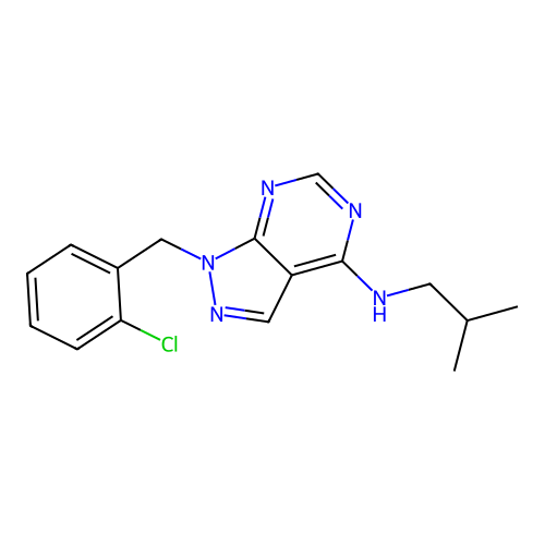1-(2-chlorobenzyl)-N-(2-methylpropyl)-1H-pyrazolo[3,4-d]pyrimidin-4-amine structure