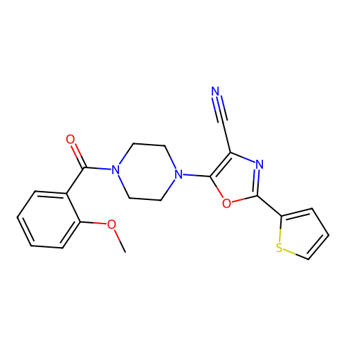 5-(4-(2-Methoxybenzoyl)piperazin-1-yl)-2-(thiophen-2-yl)oxazole-4-carbonitrile structure