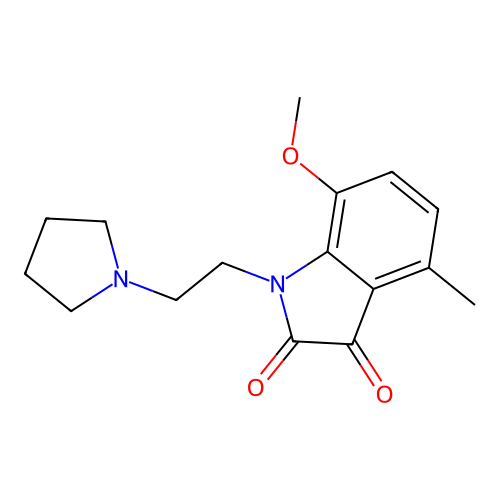 7-methoxy-4-methyl-1-[2-(pyrrolidin-1-yl)ethyl]-1H-indole-2,3-dione structure