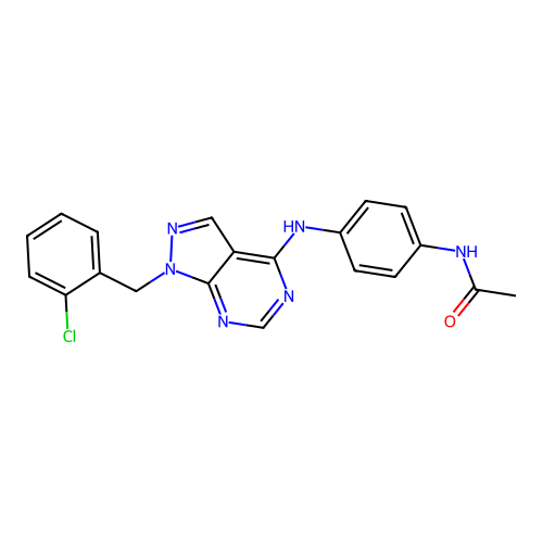N-(4-{[1-(2-chlorobenzyl)-1H-pyrazolo[3,4-d]pyrimidin-4-yl]amino}phenyl)acetamide structure