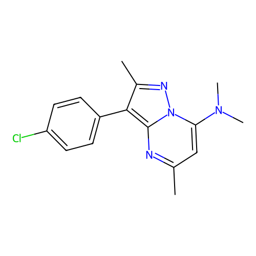3-(4-chlorophenyl)-N,N,2,5-tetramethylpyrazolo[1,5-a]pyrimidin-7-amine structure