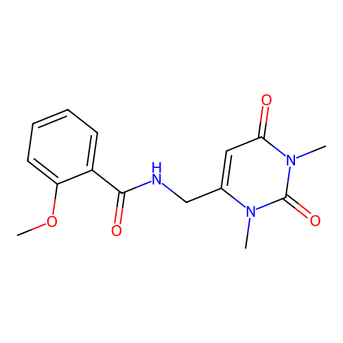 N-((1,3-dimethyl-2,6-dioxo-1,2,3,6-tetrahydropyrimidin-4-yl)methyl)-2-methoxybenzamide structure