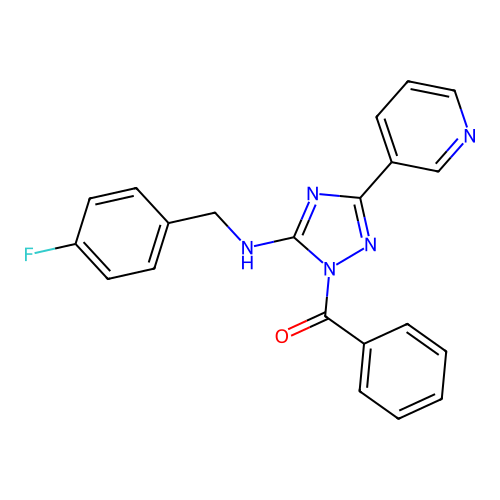(5-((4-fluorobenzyl)amino)-3-(pyridin-3-yl)-1H-1,2,4-triazol-1-yl)(phenyl)methanone structure
