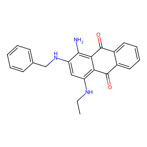 1-Amino-2-(benzylamino)-4-(ethylamino)anthracene-9,10-dione structure