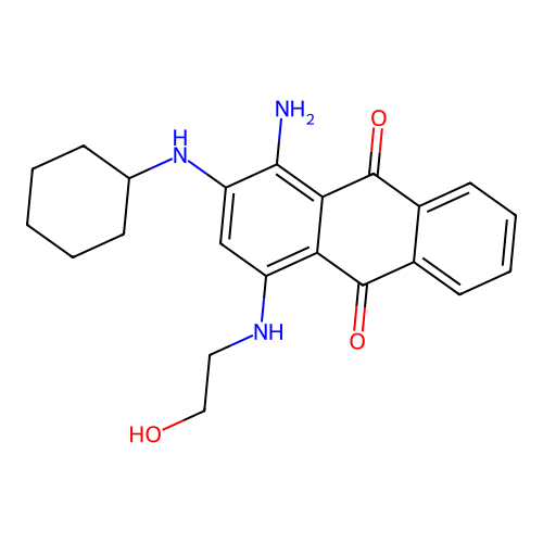 1-Amino-2-(cyclohexylamino)-4-((2-hydroxyethyl)amino)anthracene-9,10-dione structure