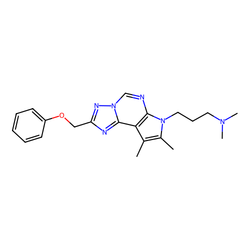 3-(8,9-dimethyl-2-(phenoxymethyl)-7H-pyrrolo[3,2-e][1,2,4]triazolo[1,5-c]pyrimidin-7-yl)-N,N-dimethylpropan-1-amine structure
