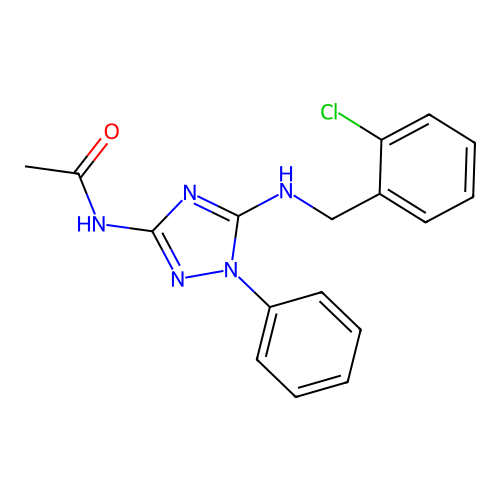 N-(5-((2-chlorobenzyl)amino)-1-phenyl-1H-1,2,4-triazol-3-yl)acetamide structure
