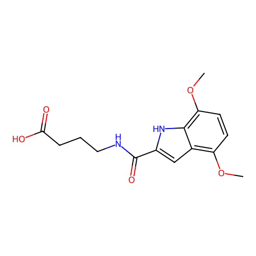 4-[(4,7-dimethoxy-1H-indole-2-carbonyl)amino]butanoic acid structure