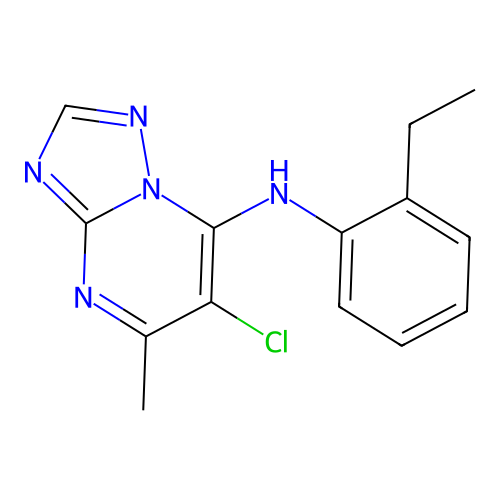 6-chloro-N-(2-ethylphenyl)-5-methyl-[1,2,4]triazolo[1,5-a]pyrimidin-7-amine structure