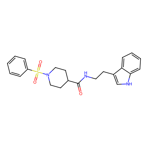 N-(2-(1H-indol-3-yl)ethyl)-1-(phenylsulfonyl)piperidine-4-carboxamide structure