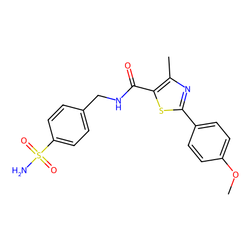 2-(4-methoxyphenyl)-4-methyl-N-(4-sulfamoylbenzyl)-1,3-thiazole-5-carboxamide structure