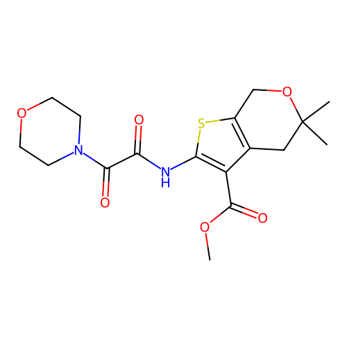 methyl 5,5-dimethyl-2-(2-morpholino-2-oxoacetamido)-5,7-dihydro-4H-thieno[2,3-c]pyran-3-carboxylate structure