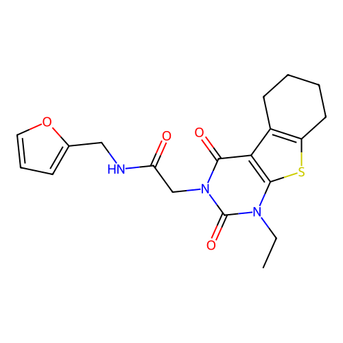2-(1-ethyl-2,4-dioxo-1,2,5,6,7,8-hexahydrobenzo[4,5]thieno[2,3-d]pyrimidin-3(4H)-yl)-N-(furan-2-ylmethyl)acetamide structure