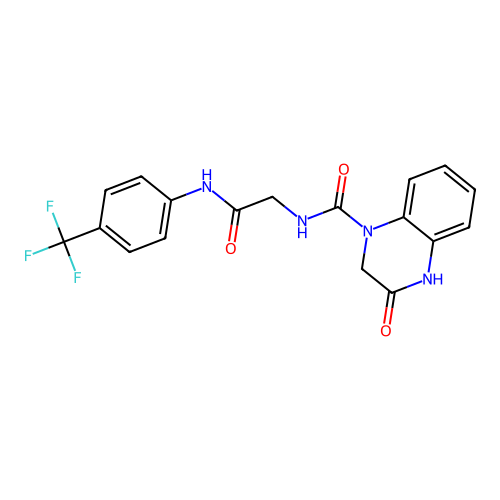 3-hydroxy-N-(2-oxo-2-{[4-(trifluoromethyl)phenyl]amino}ethyl)quinoxaline-1(2H)-carboxamide structure