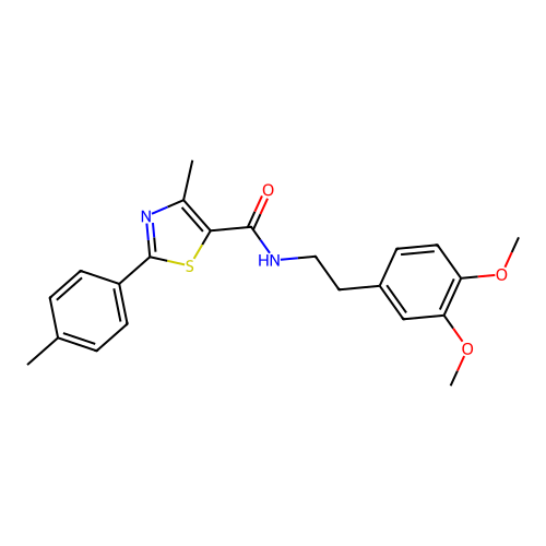 N-[2-(3,4-dimethoxyphenyl)ethyl]-4-methyl-2-(4-methylphenyl)-1,3-thiazole-5-carboxamide structure