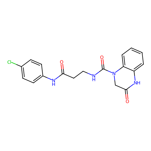 N-{3-[(4-chlorophenyl)amino]-3-oxopropyl}-3-hydroxyquinoxaline-1(2H)-carboxamide structure