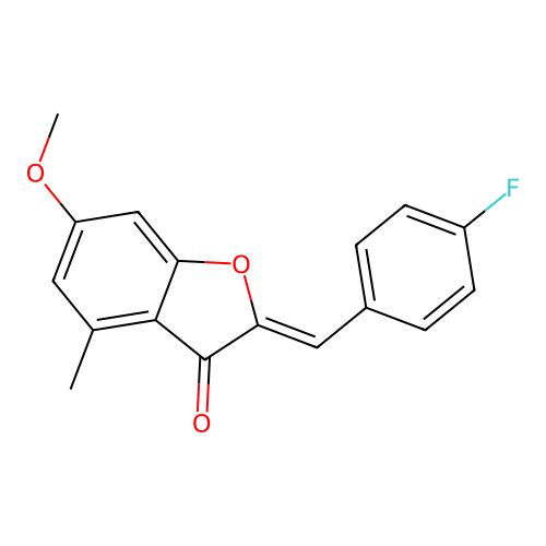 (Z)-2-(4-fluorobenzylidene)-6-methoxy-4-methylbenzofuran-3(2H)-one structure