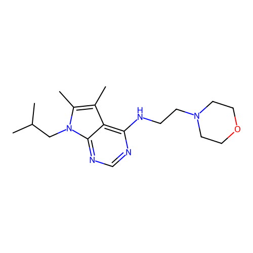 5,6-dimethyl-7-(2-methylpropyl)-N-(2-morpholin-4-ylethyl)pyrrolo[2,3-d]pyrimidin-4-amine structure
