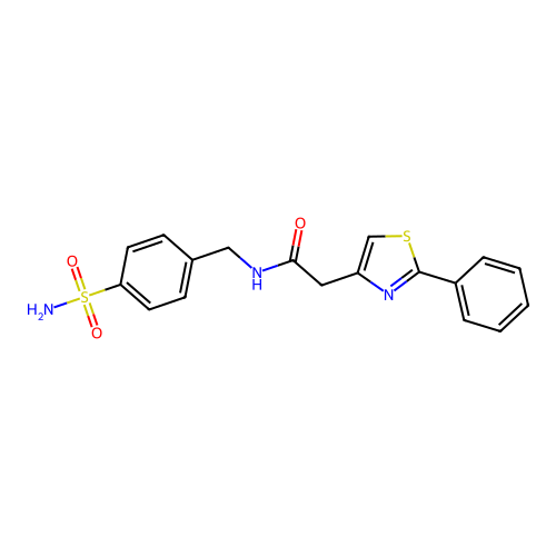 2-(2-phenyl-1,3-thiazol-4-yl)-N-(4-sulfamoylbenzyl)acetamide structure
