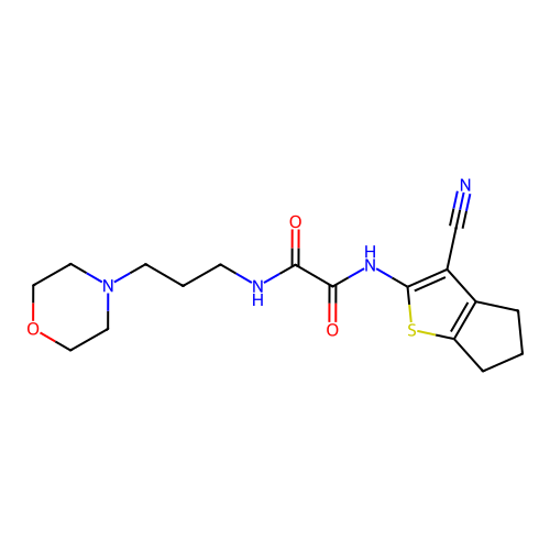 N'-(2-cyano-4-thiabicyclo[3.3.0]octa-2,9-dien-3-yl)-N-(3-morpholin-4-ylpropyl)oxamide structure